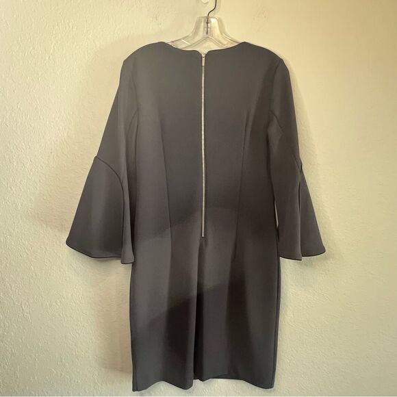 Sharagano dark, gray, bell sleeve dress 🖤EUC 🖤 Size 6 - Picture 3 of 7